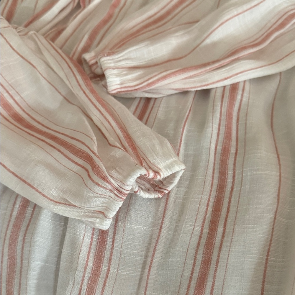 LC Lauren Conrad Striped Square-Neck Blouse | XL | Pink & Cream Boho Top - Picture 10 of 11